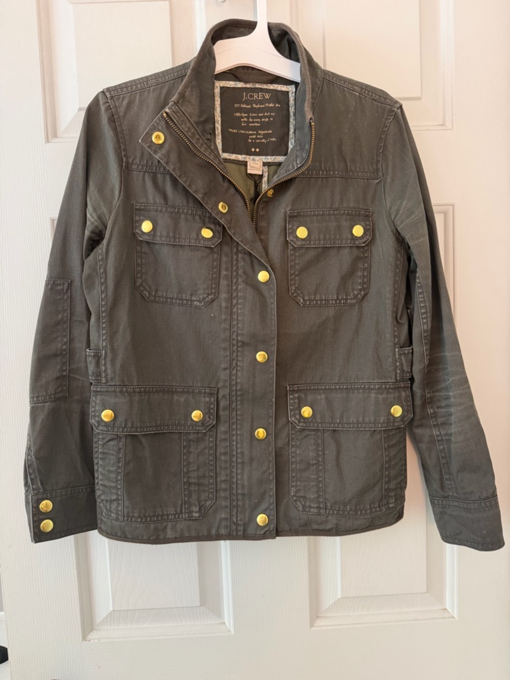 J. Crew Gray Utility Jacket with Gold Buttons
